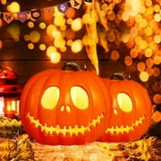 HBASD Halloween LED Pumpkin Lamp, Jack O Lantern, Light Up Pumpkin for Home Party Supplies Room Decoration Props